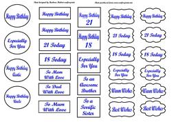 Plain Black and White Sentiment Tags & Blue Embossed Letters