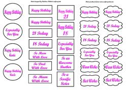 Plain Black and White Sentiment Tags & Pink Embossed Letters