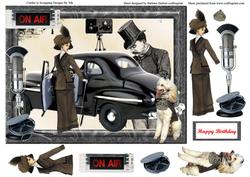 Radio Star Arrival Card Topper with Decoupage
