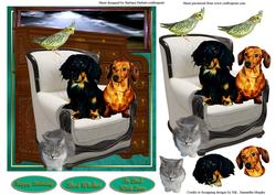 Family Pet Portrait Card Topper with Decoupage