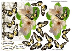 Gold Butterflies & Flowers Over the Edge Card Top & Decoupag