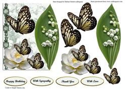 Butterflies & White Flowers Over the Edge Card Top & Decoupa