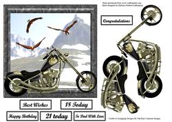 To Cold to Ride My Chopper Card Top & Decoupage