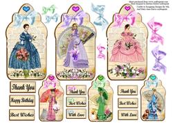 Fancy Ladies Mini Tag Shaped Card Toppers & Sentiment Tags