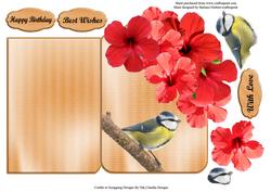 Exotic Flower Over the Edge Cut & Fold Card & Decoupage