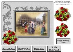 Vintage Picture Flower Sales with Decoupage