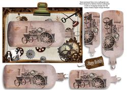 Old Steam Punk Tractor in Bottle Pyramid Layers