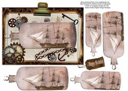 Ship in the Bottle Steam Punk Pyramid Topper