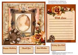 Copper Rose and Cameo Card Topper and Insert
