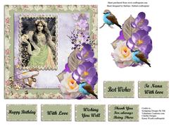 Victorian Royalty with Violets and Rose Decoupage