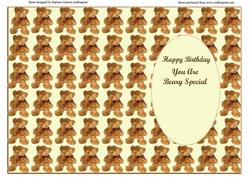 Your 3 Teddy Bear Birthday Cake Cut and Fold Insert