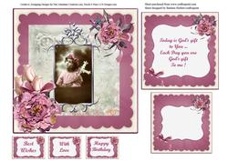 Vintage Portrait Rose Halo Little Girl with Insert & Gifttag