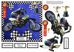 Motor Cross Winner Card Topper & Decupage