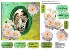 Vintage Wedding Portrait with Ivory Rose Decoupage