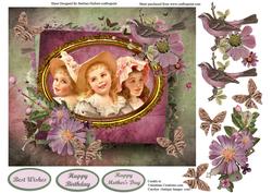 Three Little Victorian Girls & Decoupage Card Topper