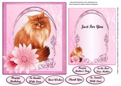 Cat Portrait Pink Quick & Easy Card Topper & Insert
