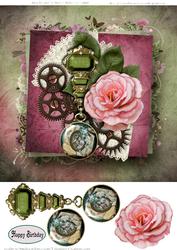 Jewel Vintage Flair Rose Approx.8x8 Topper & Decoupage