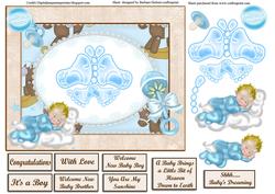 Blue Baby Feet Butterfly Topper & Decoupage