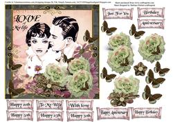 Romance & Roses Card Topper with Decoupage