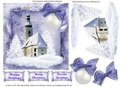 Blue Winter Church Card Topper & Decoupage