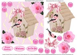 Little Pink Bird Card Topper & Decoupage