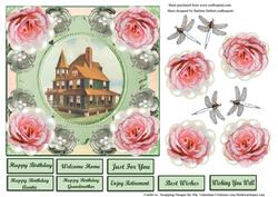 Rose Beach House Card Topper & Rose Decoupage