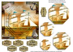 Calm Sea Rusty Ship & Pyramid Layers