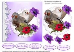 Birds in Love & Blossums & Flower Decoupage