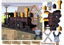 Loading the Train Card Topper & Decoupage