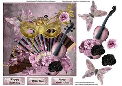 Violin Music Mask Card Topper & Decoupage