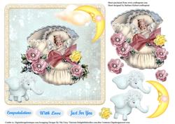 Vintage Baby in Boot Card Topper & Decoupage