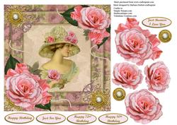 Cari Rose Vintage Lady Topper & Pink Rose Decoupage