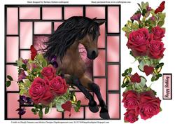 Wild Mustang & Red Rose's Card Topper & Decoupage