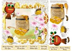 Daisy Wild Flower Honey Owl Card Topper & Decoupage