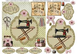 Vintage Sewing Room Card Topper & Decoupage