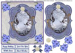 Cameo Blue Card Topper & Decoupage