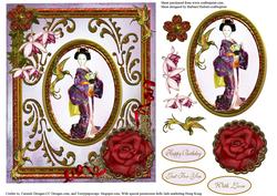 Oriental Flower Card Topper & Decoupage