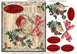 Vintage Santa Peace Music Topper & Decoupage