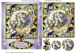 Lily's & Pansy Flower Framed Topper & Decoupage