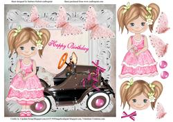 New Car Happy Birthday Girl Topper & Decoupage