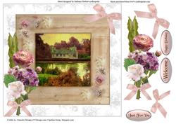 Scenic Cottage & Flowers Card Topper & Decoupage