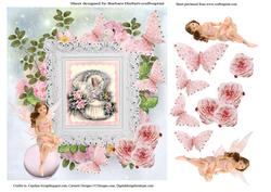 Angel Girl Vintage Baby Boot Topper & Decoupage