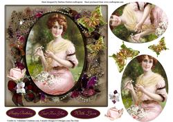 Victorian Lady with Jewel Frame Topper & Pyramid