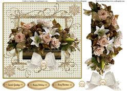 Gold & Flowers Seasons Greetings Topper & Decoupage
