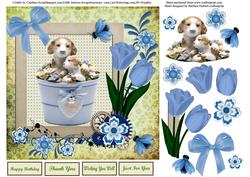 Puppy Love & Flowers Topper & Decopage