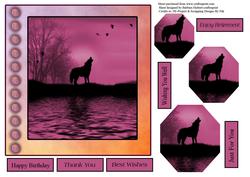 Wolf at Sunset Card Topper & Pyramid Layers