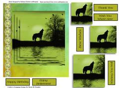 Wolf at Sun Rise Card Topper & Pyramid Layers