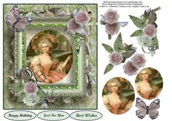 August Rose Lady Portrait Topper & Decoupage
