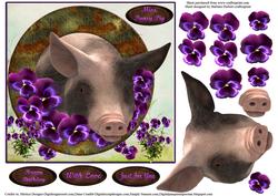 Miss. Pansy Pig Card Topper & Decoupage