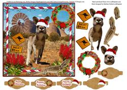 Aussie Christmas Kangaroo Card Topper & Decoupage
